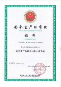 安全生產(chǎn)標準化證書新